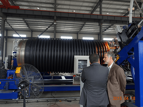 Client in Iran, DN300-DN4000 HDPE/PP Spiral Profiles Pipe Production Line