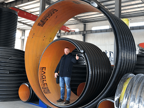 Client in Russia, DN300-DN4000 HDPE/PP Spiral Profiles Pipe Production Line 